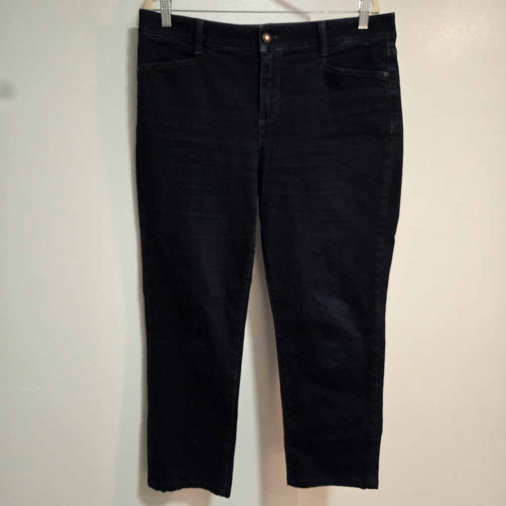 Talbots Size 14 Blue Dark Wash Signature Straight Leg Ankle Crop Jeans 36x26 EUC